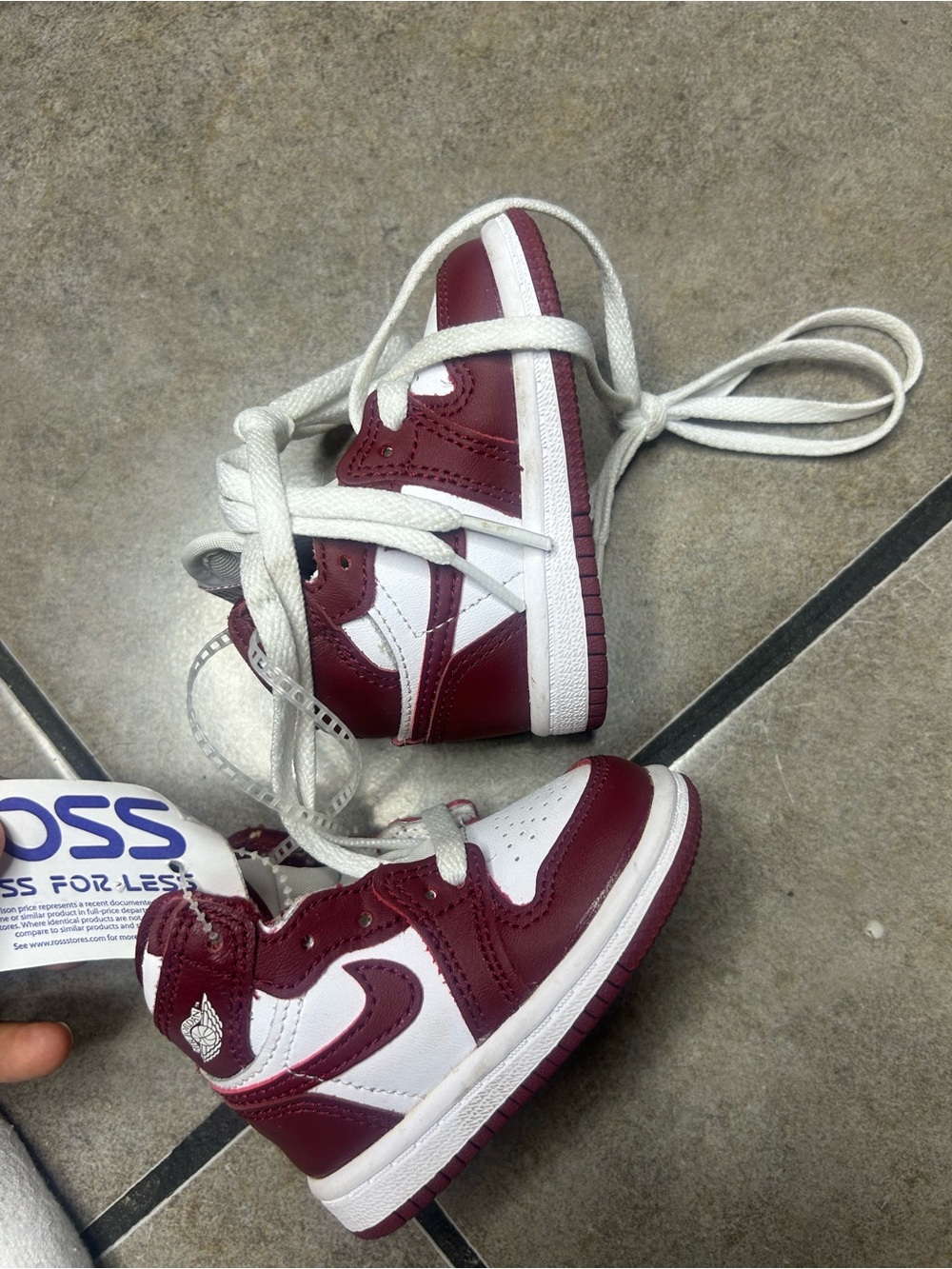 Kids High-Top Sneakers in Burgundy and White